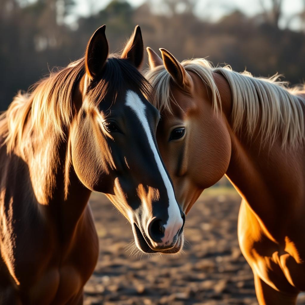 Two horses standing together at Pegasus Show Stable